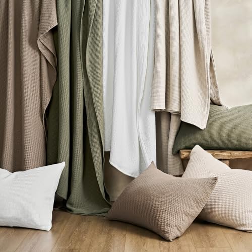 EverGrace 100% Cotton Waffle Weave Coverlet Set - King, Birch (3-Piece)