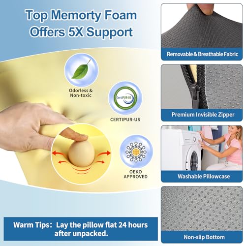 22" Ergonomic Reading Pillow for Bed - Back Support & Armrests