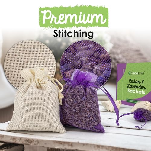 Natural Cedar and Lavender Sachets for Closets and Drawers, 20 Pack