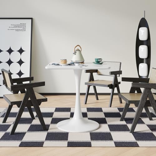 24-Inch Small Square Pedestal Dining Table, Mid-Century Modern Bistro Table