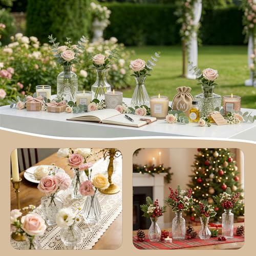 40-Piece Small Clear Glass Bud Vases Bulk Set for Table Centerpieces