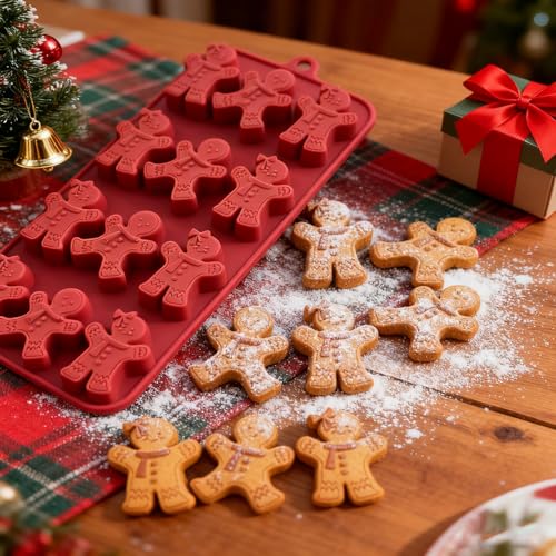 3Pcs Gingerbread Man Silicone Molds for Christmas Baking & Crafts