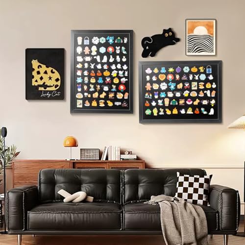 12x16 Enamel Pin Display Case Shadow Box with EVA Foam, Wall Mount Frame