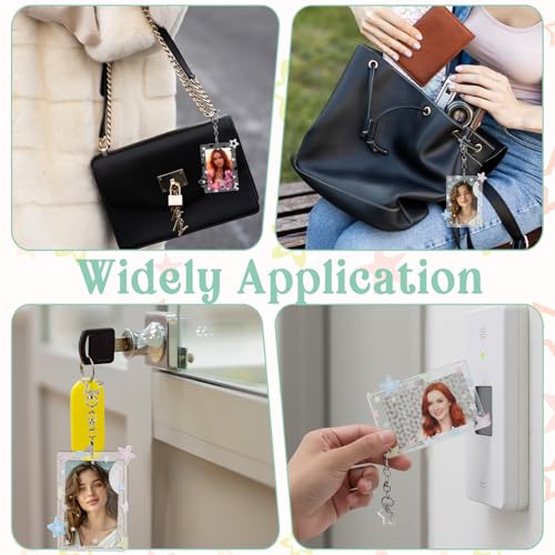 2Pcs Acrylic Star Photocard Holder Keychain with Metal Chain