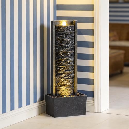 36-Inch Outdoor Floor Standing Water Fountain with LED Lights