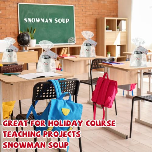 Funnymoom 12oz Christmas Snowman Wink Disposable Soup Cups with Lids & Tags (150 Pack)