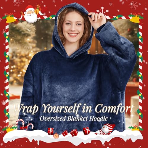 Oversized Wearable Blanket Hoodie with Sherpa Lining and Side Pockets