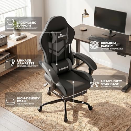 Ergonomic Gaming Chair with Footrest and Massage Lumbar Support