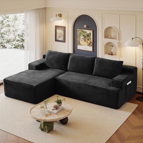 96" Modular Sectional Sofa with Chaise, Corduroy Upholstered Living Room Couch