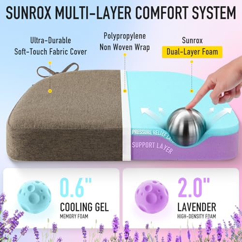 Cooling Gel Memory Foam Chair Cushions, U-Shaped Non-Slip Seat Pads, Set of 4