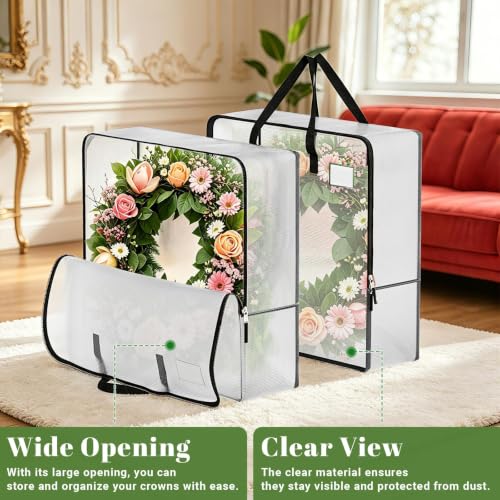 Clear Christmas Wreath Storage Bags 5 Pack for 30 Inch Wreaths
