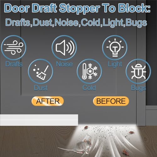 Silicone Door Draft Stopper - 39 Inch Under Door Sweep Gap Filler, White