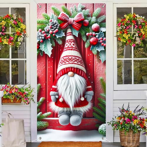 Christmas Gnome Door Cover 35x71in - BlissYard, Variation: Christmas Gnome#7
