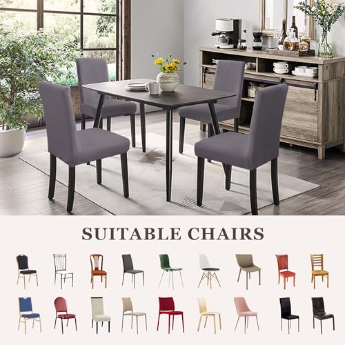 Stretch Dining Chair Covers Set of 4 - Non-Slip Gray Slipcovers
