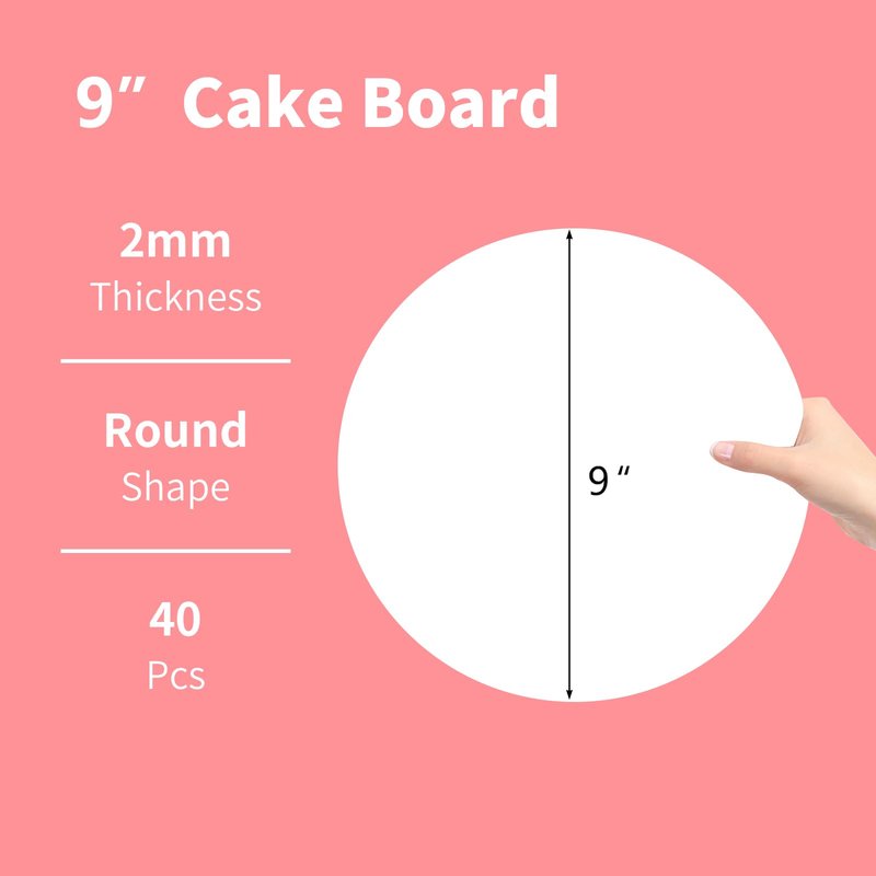 40 Pcs 9inch White Cake Boards,Cake Boards 9 inches Round,Food-Graded Corrugated Cardboard Cake Rounds Ideal for Baking, Cake DIY, Dessert and Crafting(White, 9inch/40Pcs)