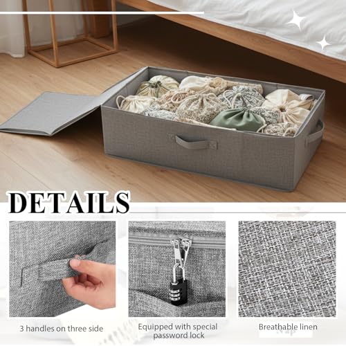 Lockable Under Bed Storage Bag with Zipper Lid, 30-inch Discreet Organizer