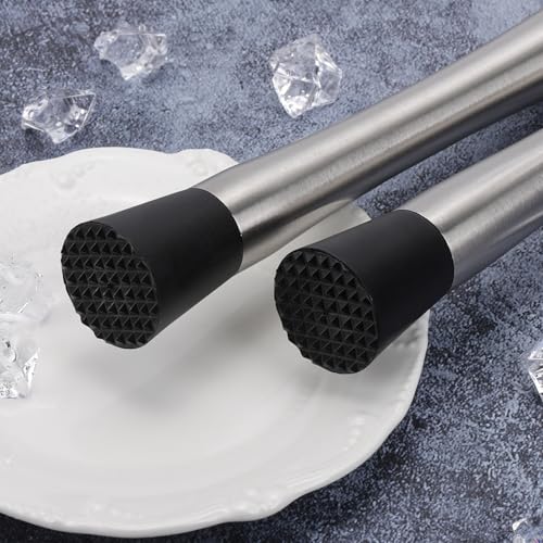 4 Pack Stainless Steel Cocktail Muddlers - 8.3 Inch Fruit & Herb Crusher for Bar & Home Use