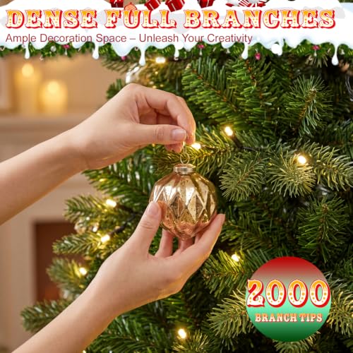 Pre-Lit Artificial Christmas Tree 9 Ft Green with 8 Light Modes - NEWBULIG
