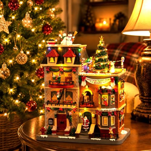 Lemax Santa's Rooftop Bash Christmas Village Scene with Adapter