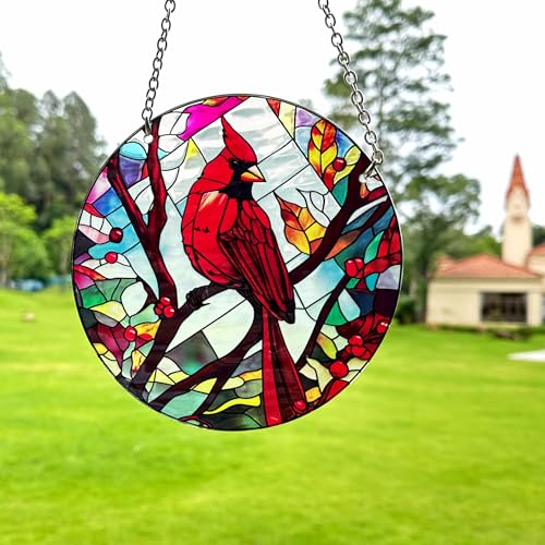 Red Bird Memorial Suncatcher - Stained Glass Indoor Window Art