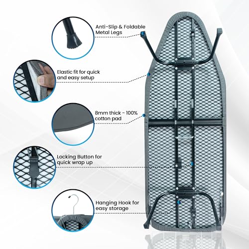 Foldable Tabletop Ironing Board with Metal Mesh and Heat-Resistant Cover