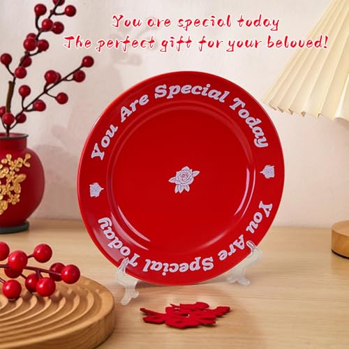 You Are Special Today Red Ceramic Celebration Plate, 10.63-Inch