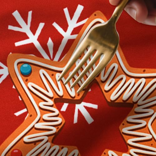 Gingerbread Man Round Tablecloth 60 Inch - juniissl Washable Polyester Kitchen Dining