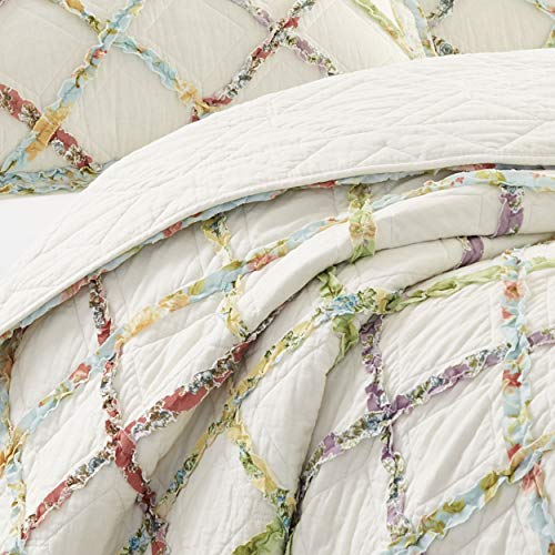 Queen Size Cotton Quilt - Lightweight Farmhouse Ruffle Blanket