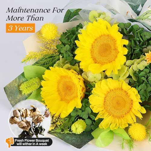 Preserved Sunflower Bouquet with Vase – Eternal Flowers Gift Set