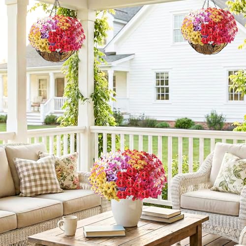 22-Pack UV-Resistant Artificial Outdoor Flowers for Porch & Window Box