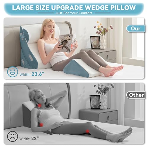 4-Piece Memory Foam Wedge Pillow Set for Pain Relief & Support