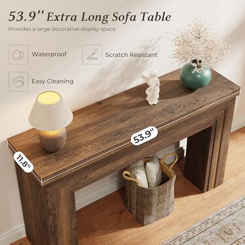 54-Inch Rectangular Console Table, Rustic Farmhouse Entryway Sofa Table