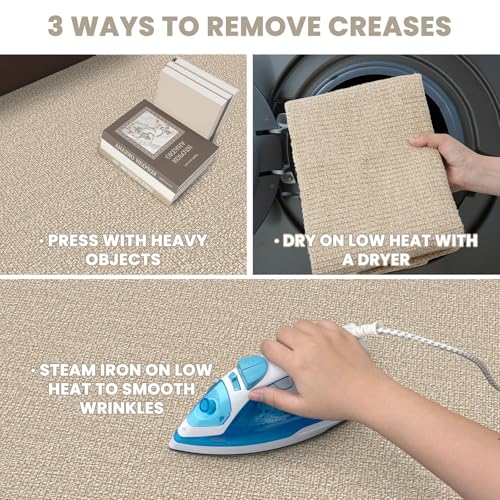 Washable Runner Rug 2x7 Ft, Non-Slip Kitchen Hallway Carpet in Sand Beige