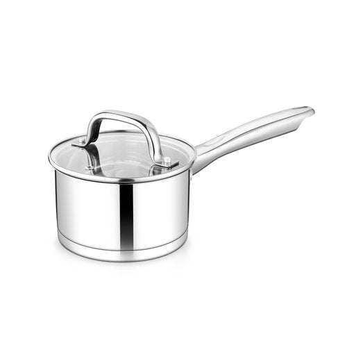 TeamFar 1 qt Saucepan, Stainless Steel Small Sauce Pan & Lid with Tri-ply Bottom for Cooking/Boiling/Stewing, For Induction/Gas/Electric, Non-Toxic & Heavy Duty, Straight Side & Dishwasher Safe