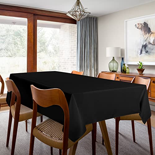 Black Rectangle Tablecloth 60x102 Inch (2 Pack) - Polyester Cover for 6ft Tables