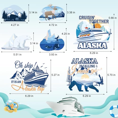 Alaska Cruise Door Magnets, 7-Piece Set – Nautical Cabin Decor by Dazoratix