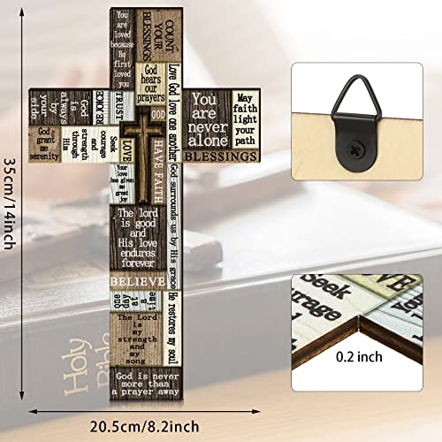 14-Inch Wooden Cross Wall Decor with Inspirational Scripture Sayings