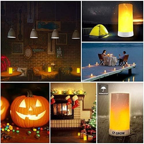 LED Flame Effect Fireplace Light - Remote & Timer, USB Rechargeable Flameless Candle - 2 Pack