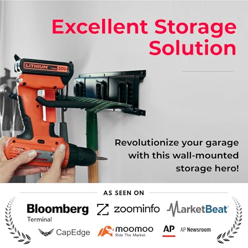 Garage Tool Organizer Wall Mount 48-Inch Storage Rack with Adjustable Hooks