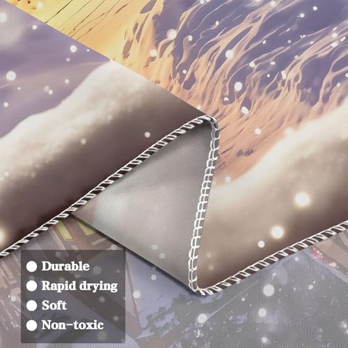 Art Deco Christmas Landscape Tapestry Wall Hanging - Snowmen Scene, 80x60 Inches