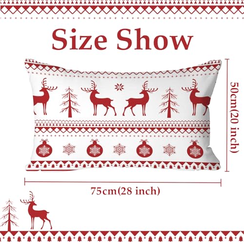 Christmas Reindeer Pillowcases Set of 2 - Red Holiday 20 x 28 Inch Decorative Pillow Covers - Variation: Red Deer / 28" x 20"