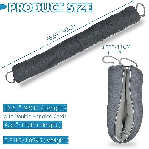 Weighted Door Draft Stopper 36 Inch - Heavy Duty Under Door Seal, Gray