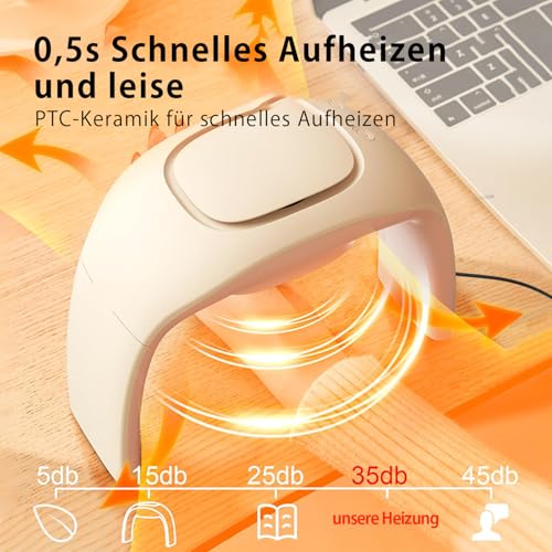 Desktop Space Heater and Hand Warmer with Thermostat Beige