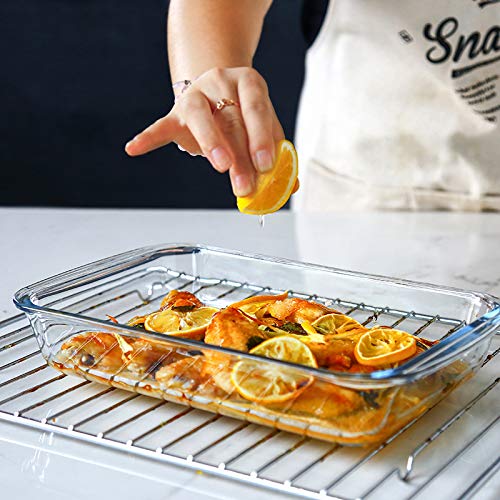 8-Piece Deep Glass Baking Dish Set with Lids - Rectangular Casserole Pans