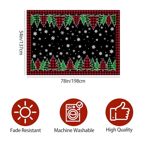 Pinata Christmas Tablecloth Black Buffalo Plaid 54 x 78 Inch Rectangular Winter Decor