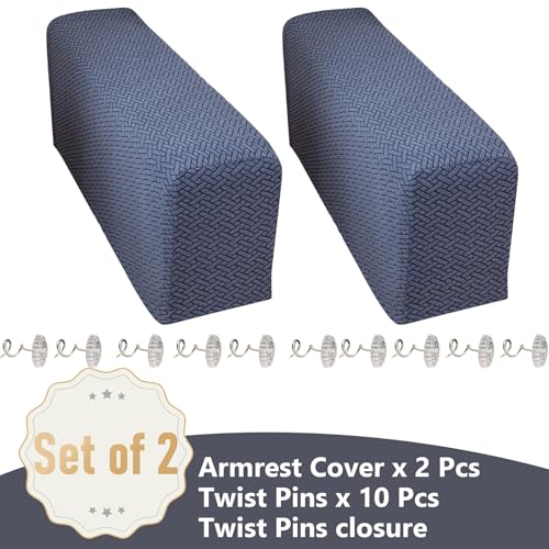 Couch Arm Covers Set of 2 - Soft Stretch Fabric, Light Gray