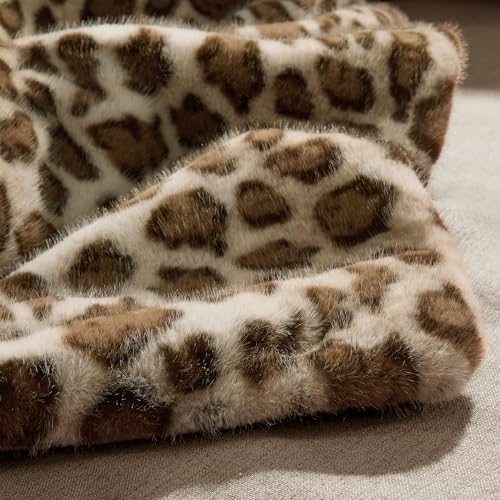 Heated Faux Fur Throw Blanket - Leopard Print, 6 Heating Levels, 50"x60"