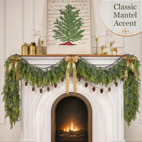 6FT Christmas Artificial Cedar Garland for Mantel - ComfyKit