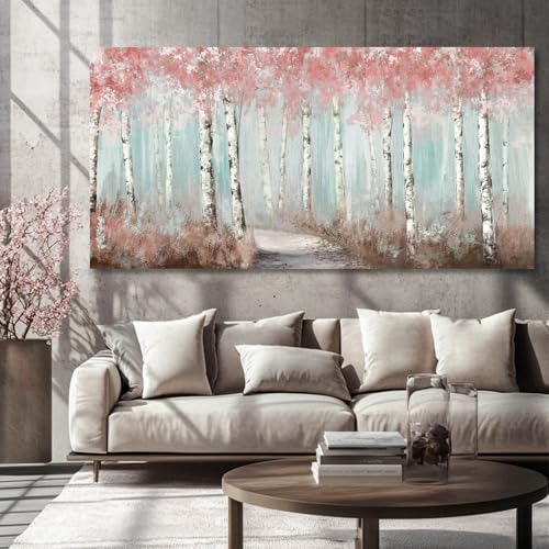 Large Botanical Canvas Wall Art 24x48 Inch Framed Winter Forest Print