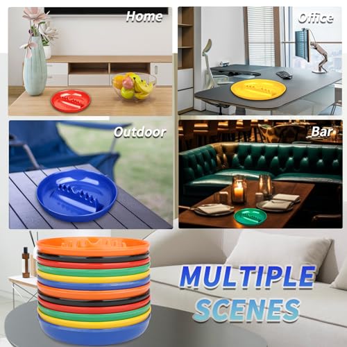 3-Piece Large Round Plastic Ashtray Set for Indoor and Outdoor Use